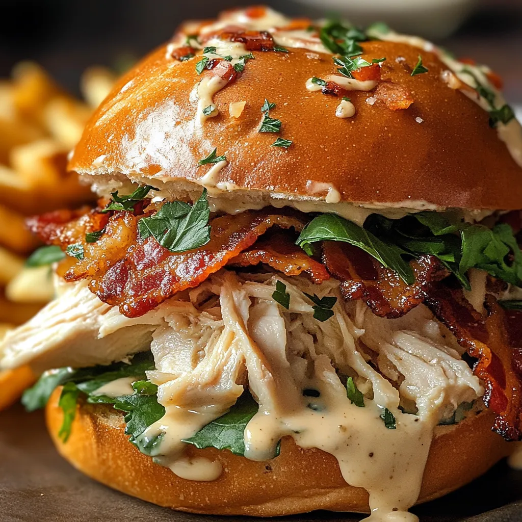 Slow Cooker Chicken Bacon Ranch Sandwiches