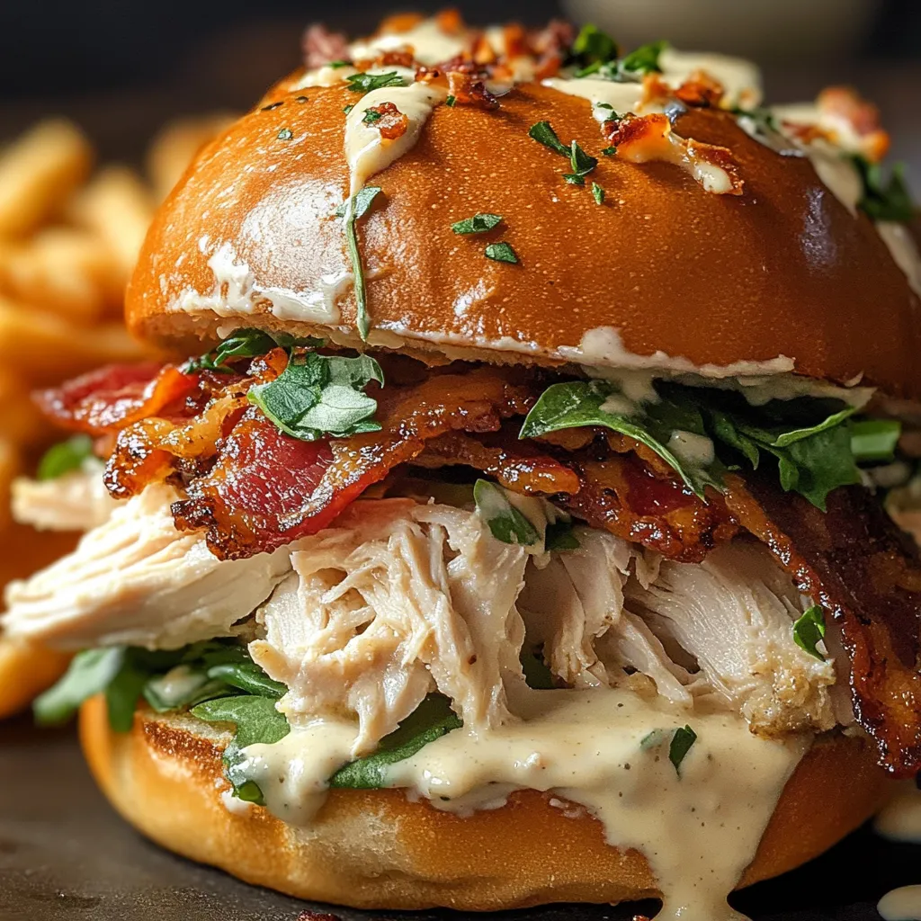 Easy Slow Cooker Chicken Bacon Ranch Sandwiches