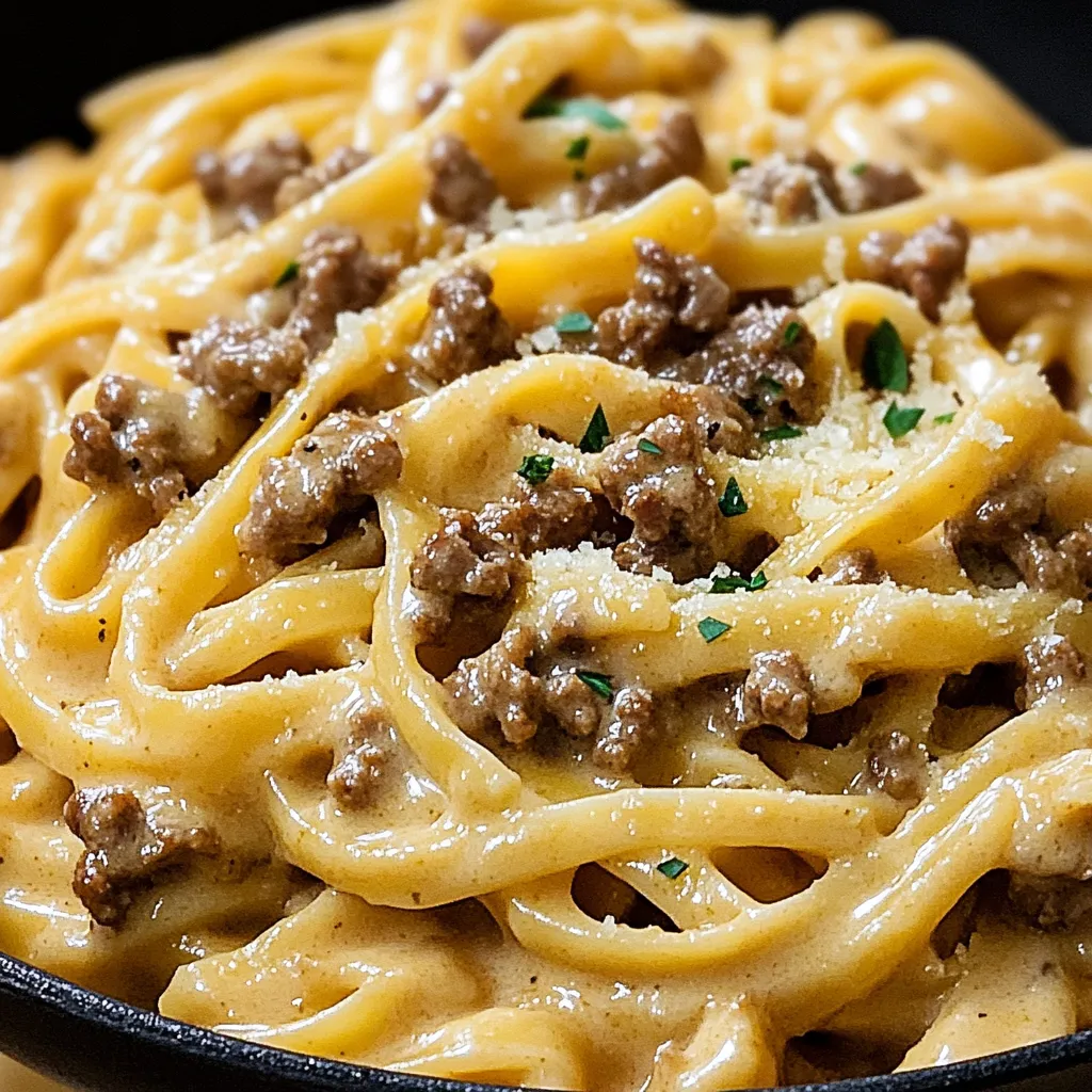 One-Pot Creamy Beef and Garlic Butter Pasta