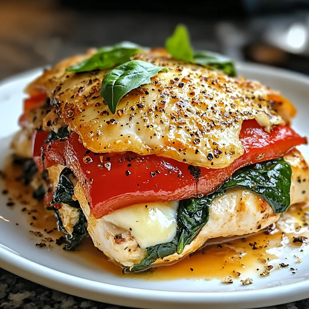 A plate of food with a piece of chicken and a tomato.