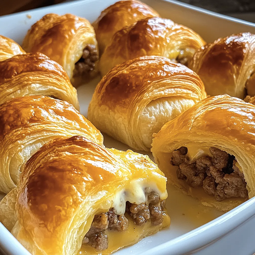 Close-up Breakfast Sausage Crescent Rolls Recipe