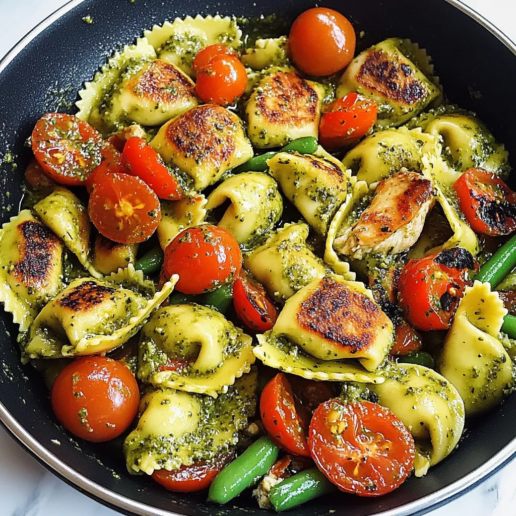 Easy Chicken Ravioli with Pesto and Veggies