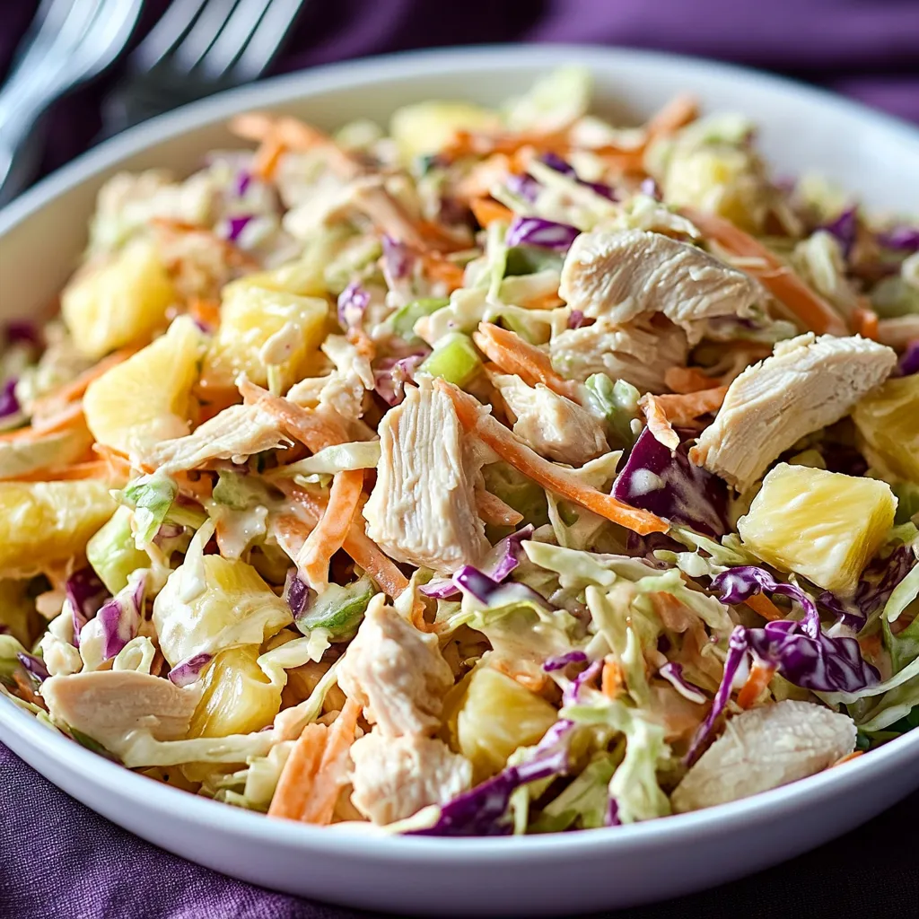 Easy Tropical Chicken Slaw with Pineapple Vinaigrette