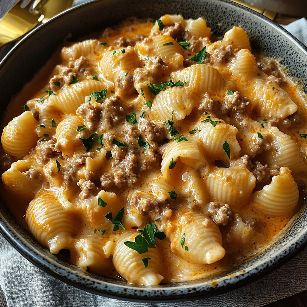 Rich and Comforting Creamy Beef Shells Casserole