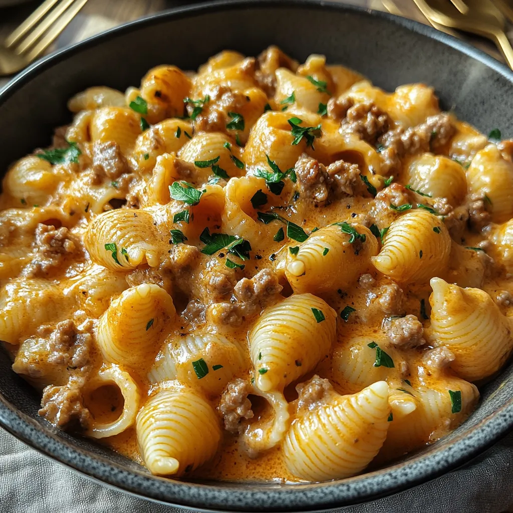 Rich and Comforting Creamy Beef Shells Casserole Recipe