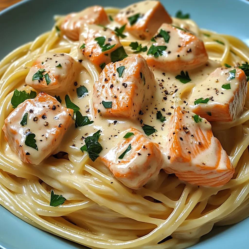 Creamy Garlic Salmon Pasta