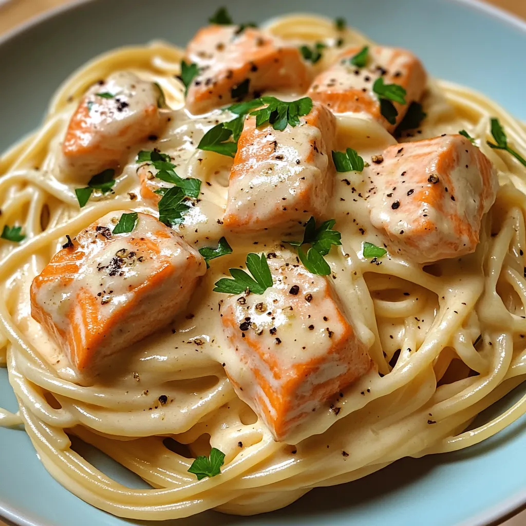 Creamy Garlic Salmon Pasta Recipe