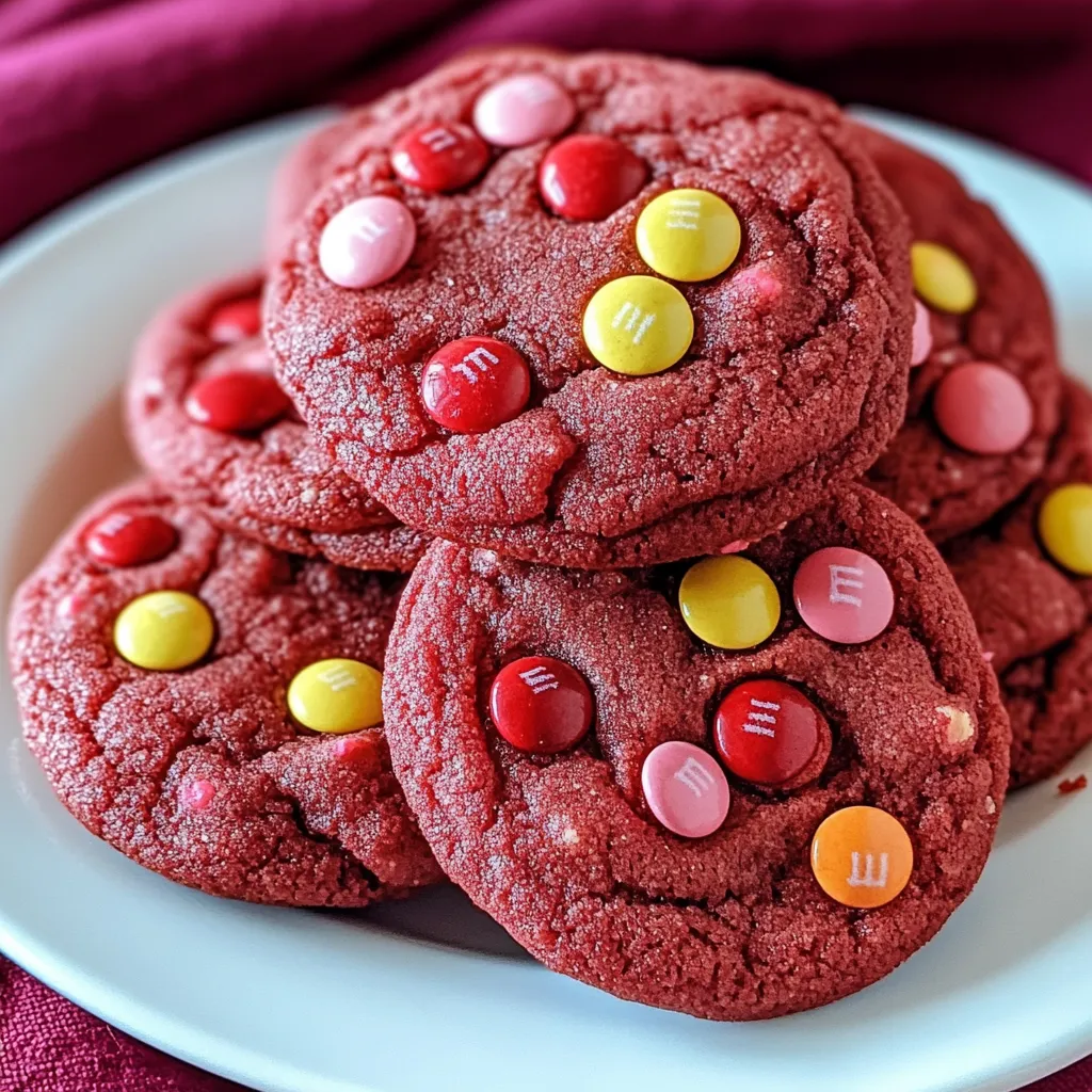 Easy Red Velvet M&M Cake Mix Cookies