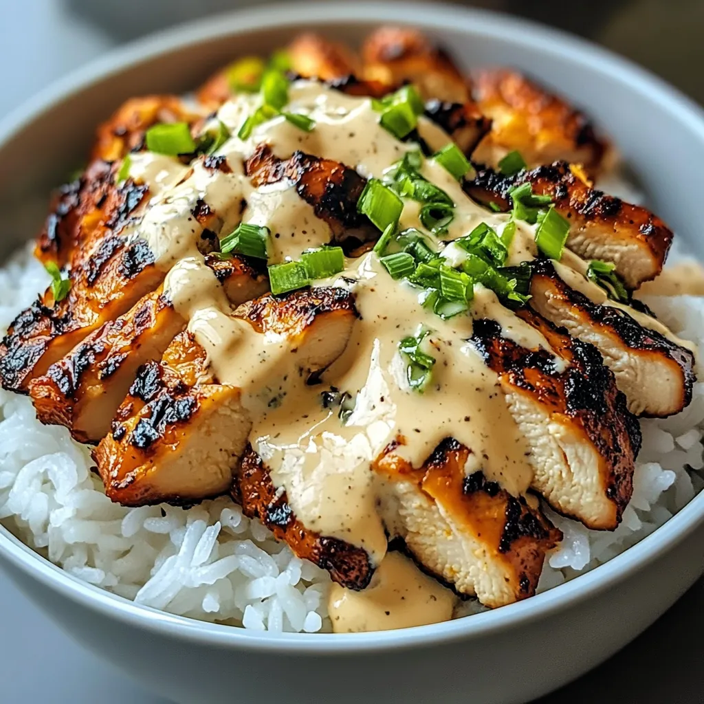 Chicken & Rice Bowls with Creamy Garlic Sauce Recipe
