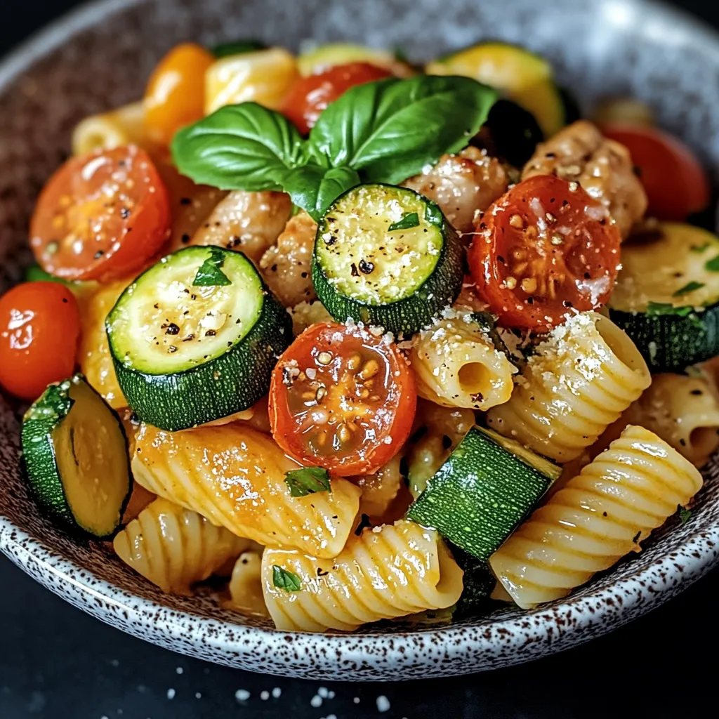 Easy Chicken Sausages with Zucchini, Tomatoes, and Pasta Recipe
