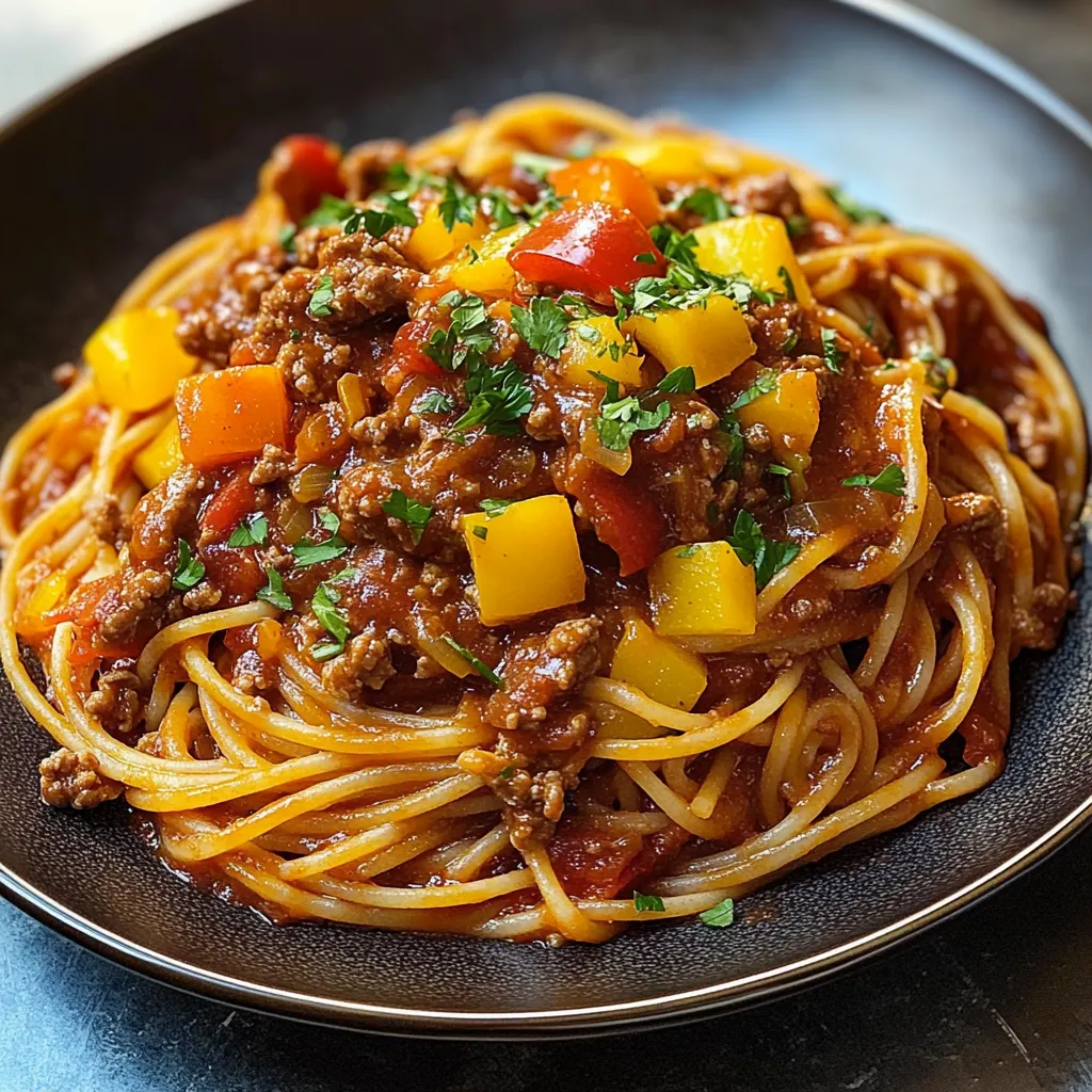 A plate of spaghetti with meatballs and tomatoes.