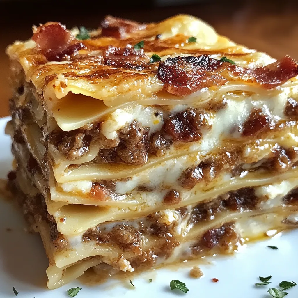 Parmesan Garlic Bacon Cheeseburger Lasagna