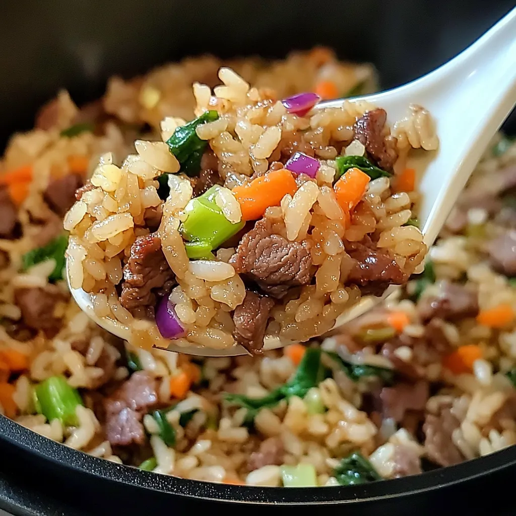 Savory Onion Beef Fried Rice