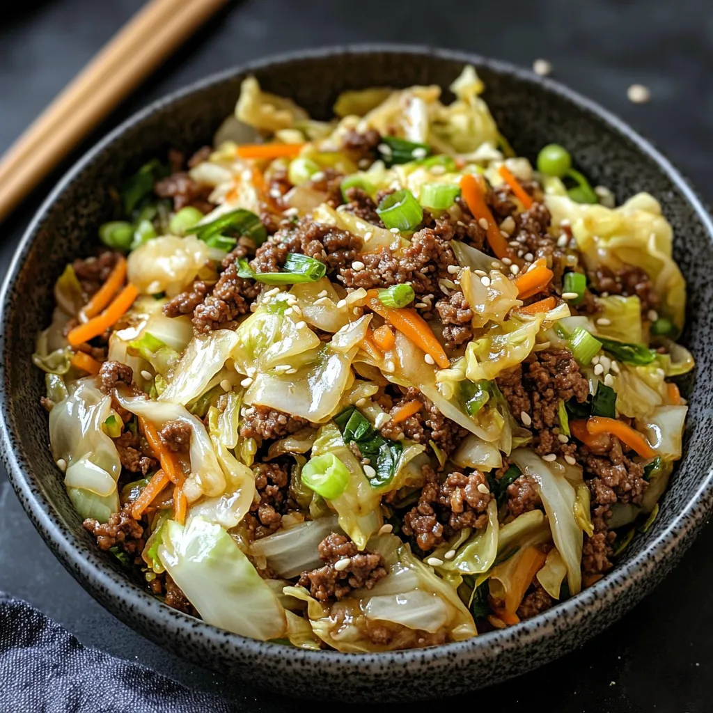 Chinese Ground Beef and Cabbage Stir Fry