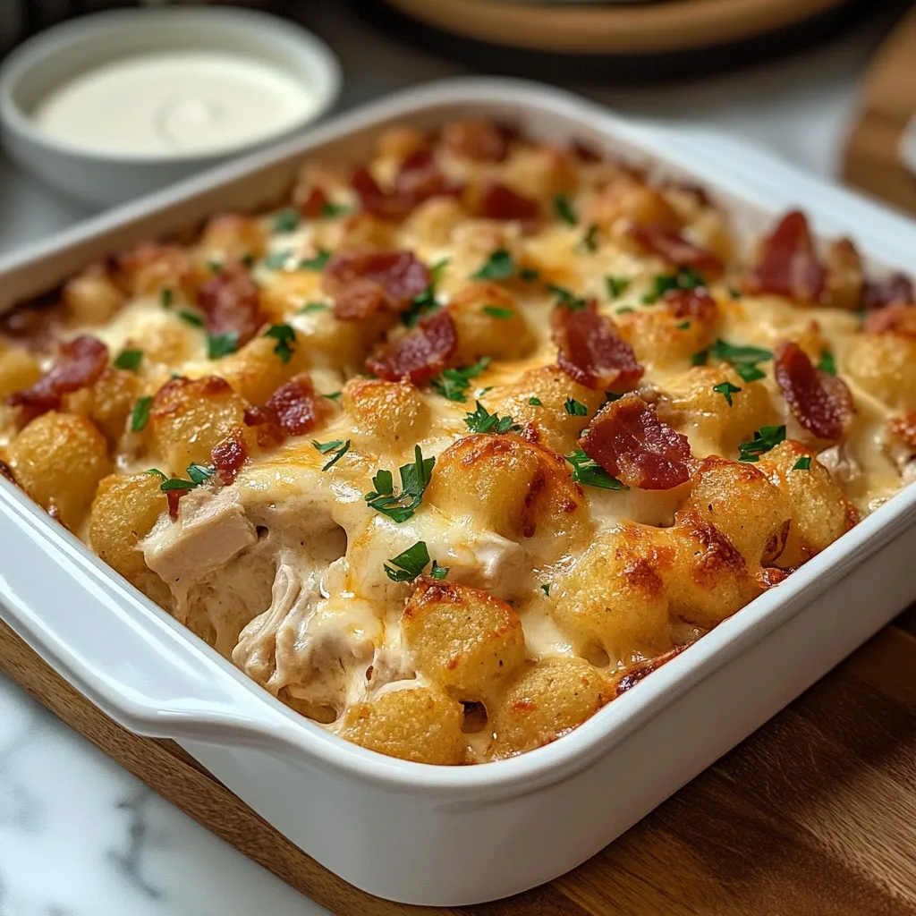 Chicken Bacon Ranch Tater Tot Casserole