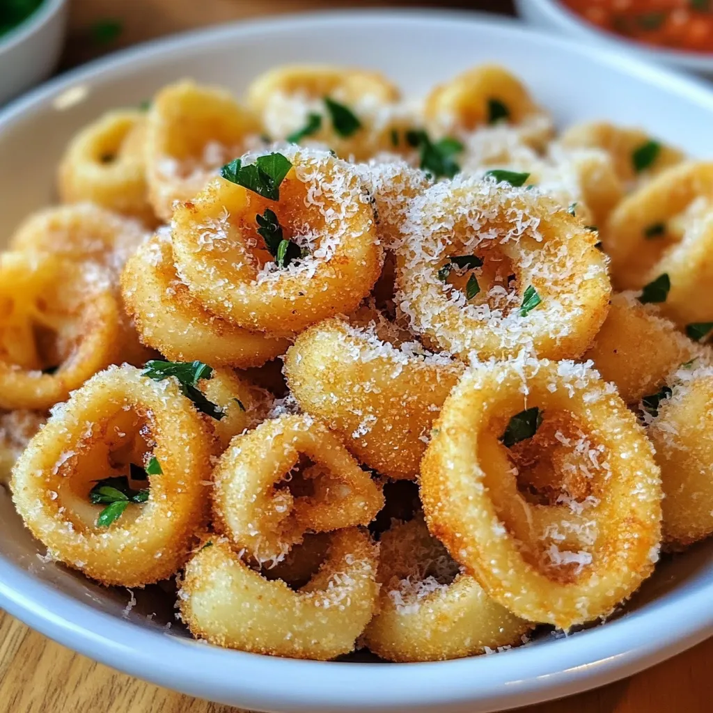 A bowl of pasta with cheese and herbs.
