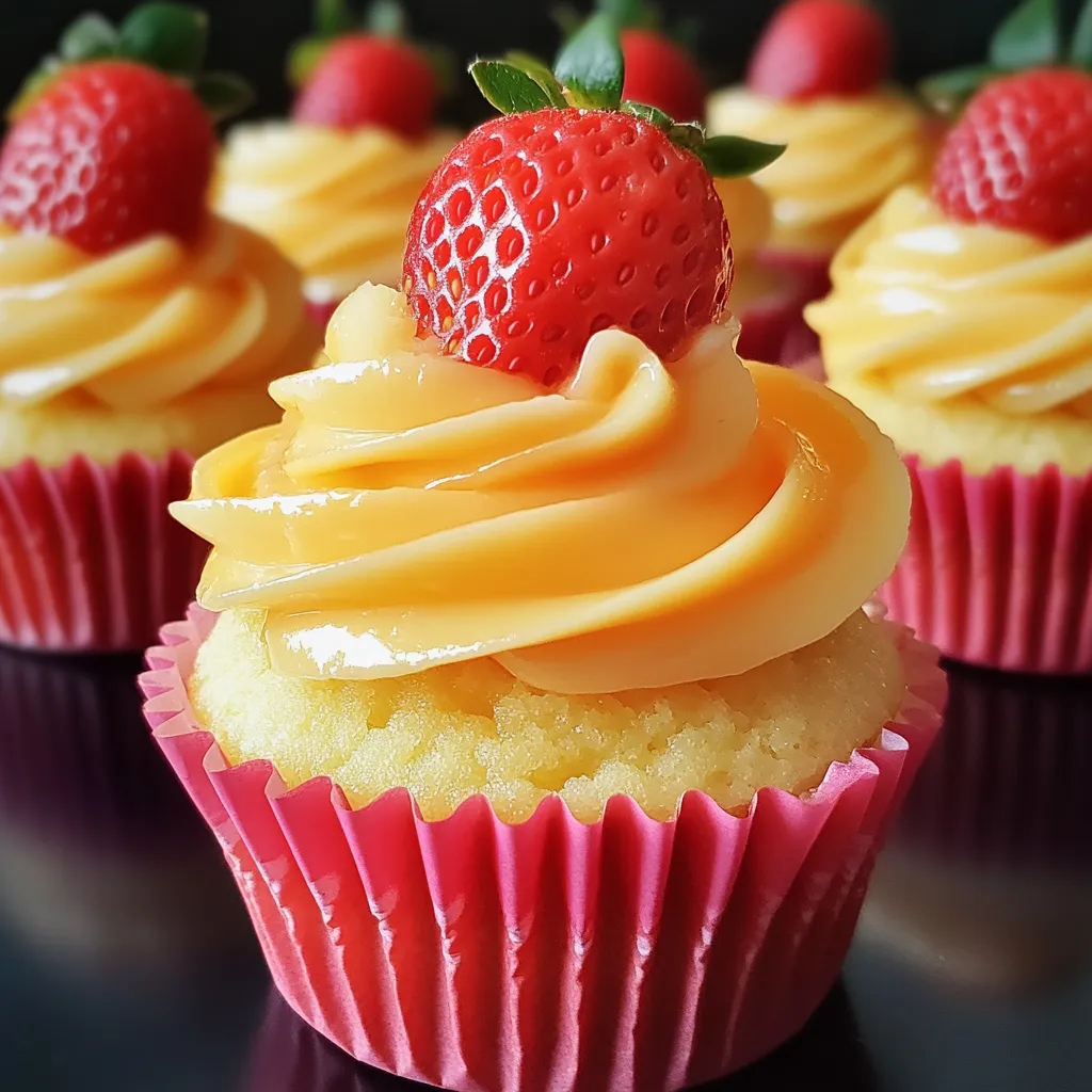 A cupcake with a strawberry on top.