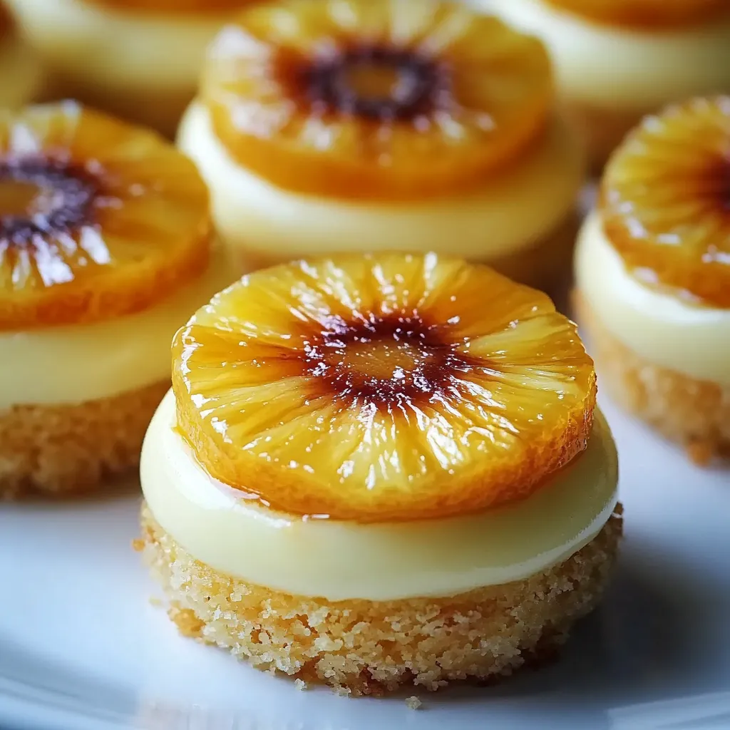 Mini pineapple upside down cheesecakes.