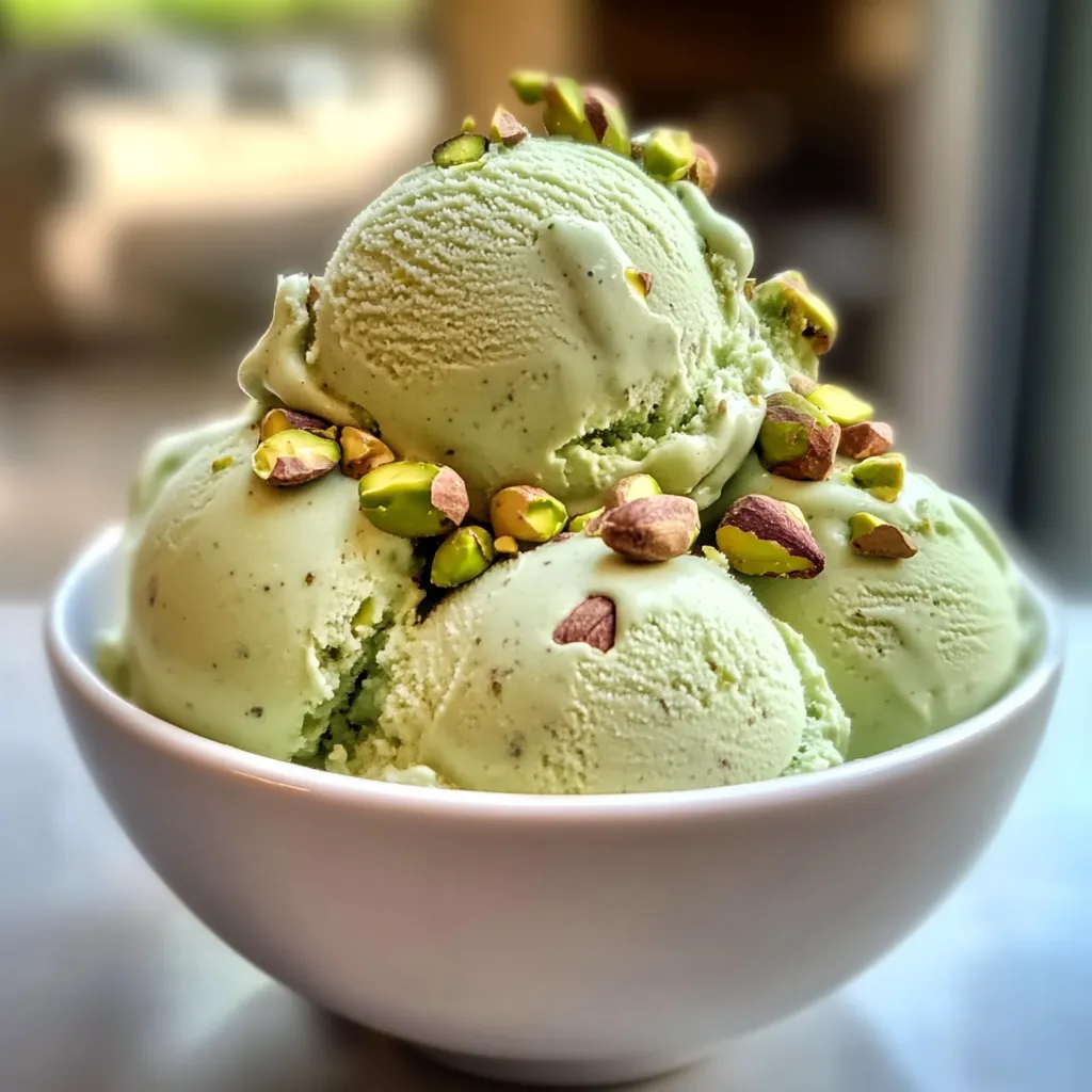 A bowl of ice cream with pistachio nuts on top.