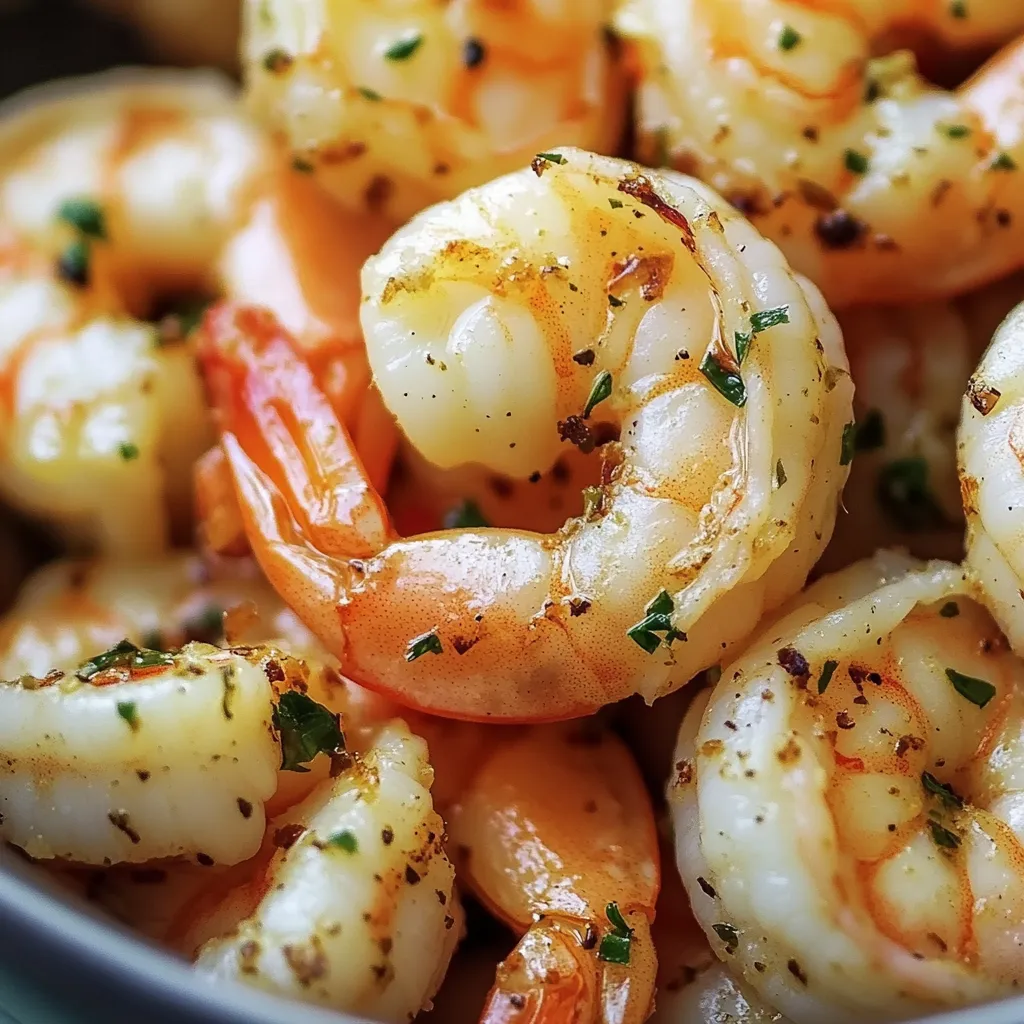 A bowl of shrimp with herbs and spices.