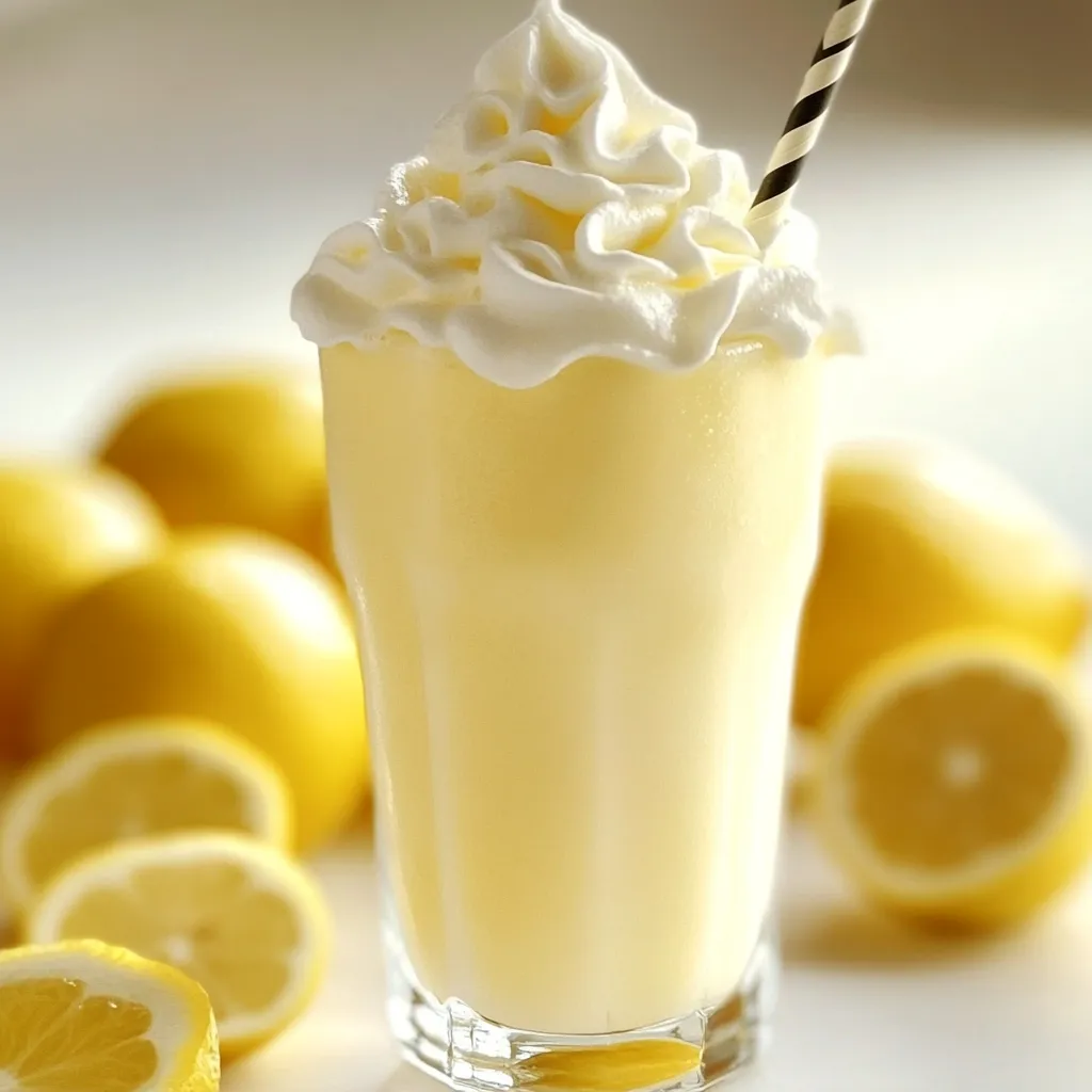 A glass of milk with whipped cream and lemon slices.