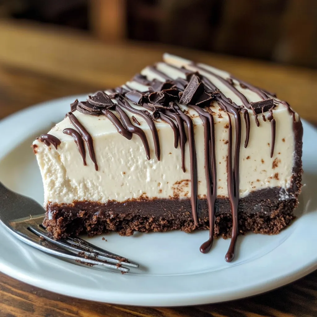 A slice of chocolate cake with chocolate drizzle.