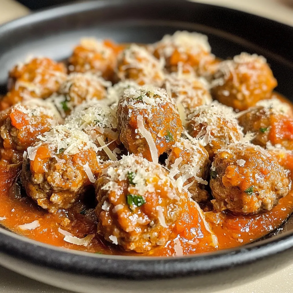 A plate of meatballs covered in cheese.