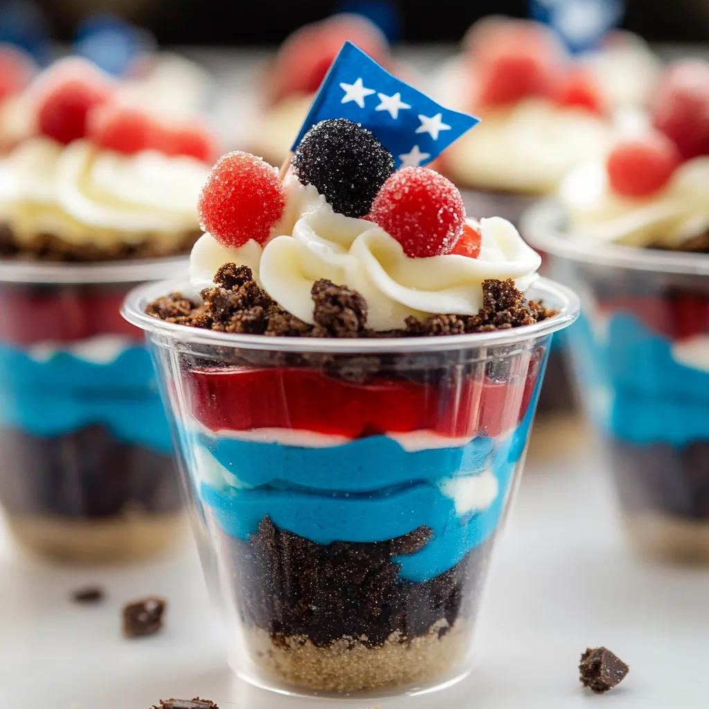 A cupcake with a flag on top.
