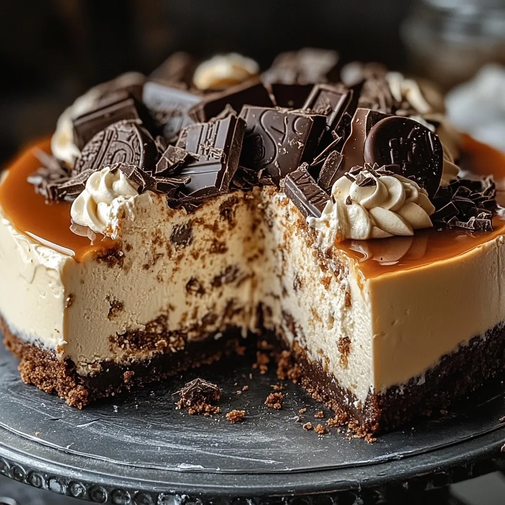 A slice of cake with chocolate and caramel toppings.