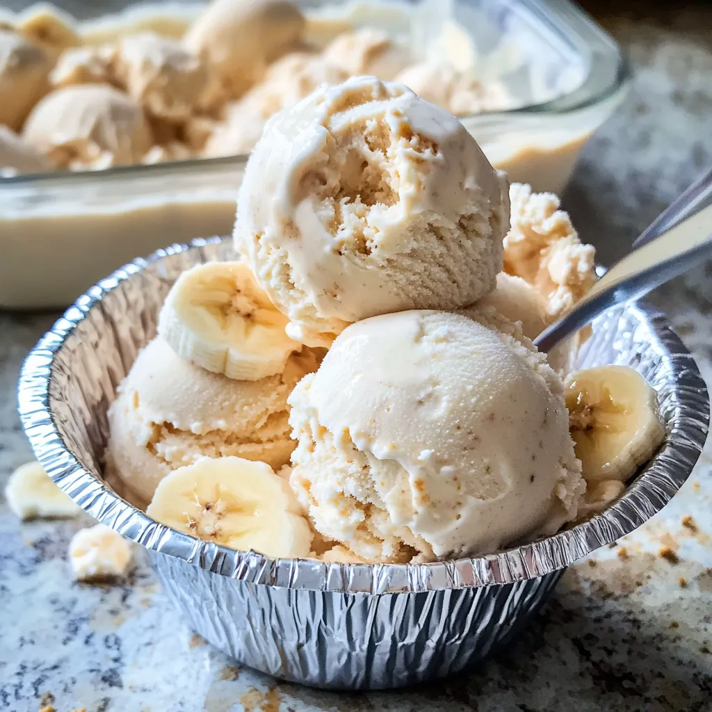 A bowl of ice cream with bananas.