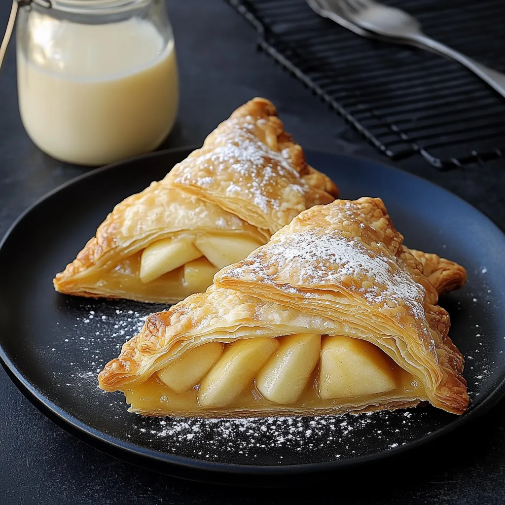 Two apple pastries on a plate.