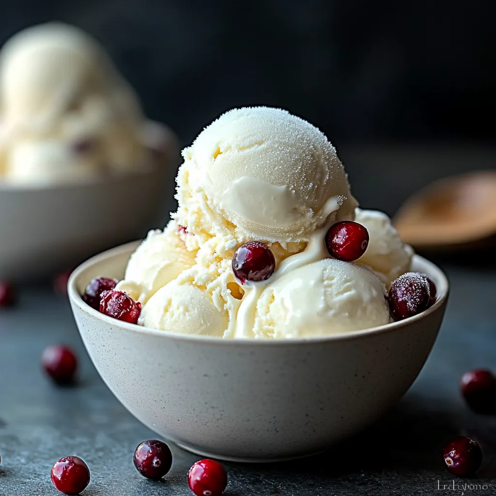 Bowl of ice cream with berries.