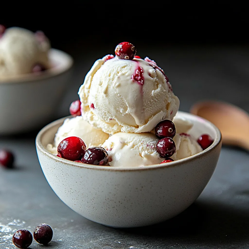 Bowl of ice cream with berries on top.