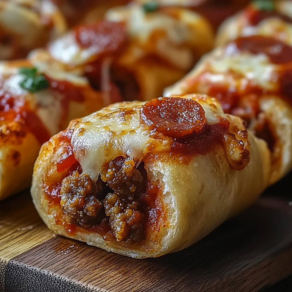A pizza pocket with pepperoni and cheese.