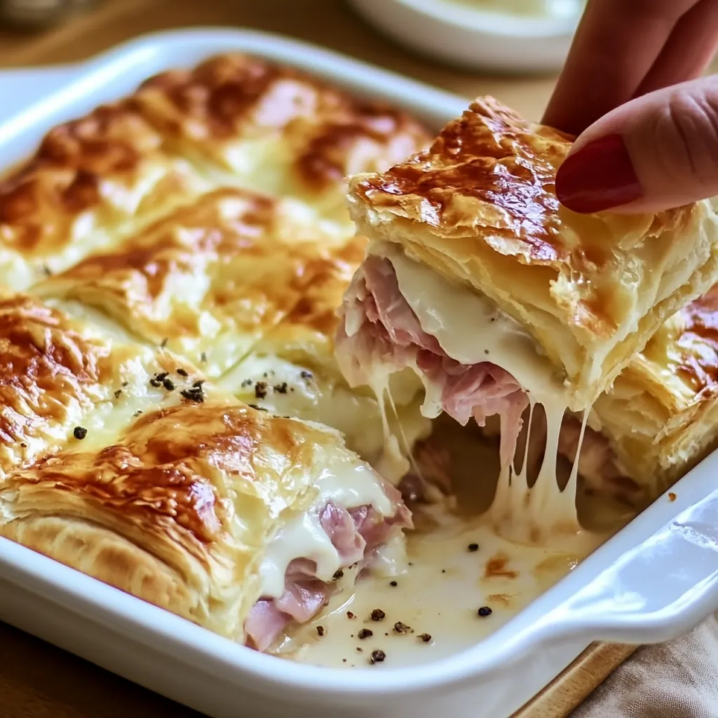 A hand is cutting a pastry.
