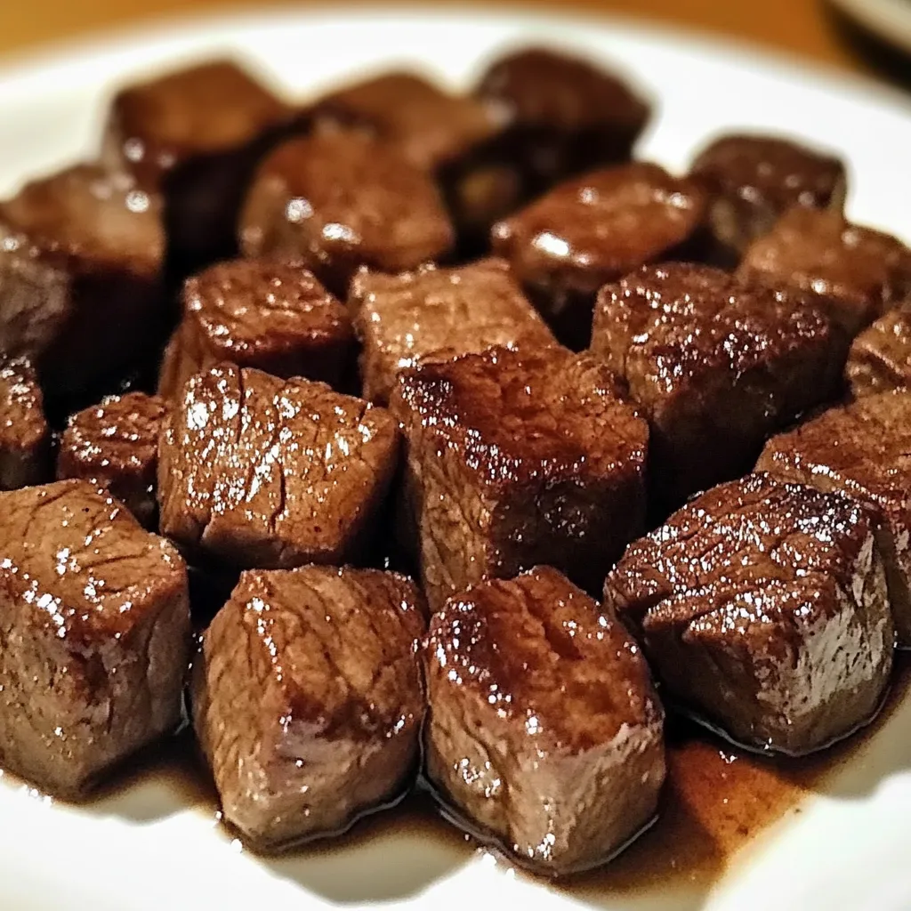 A plate of meat cubes.