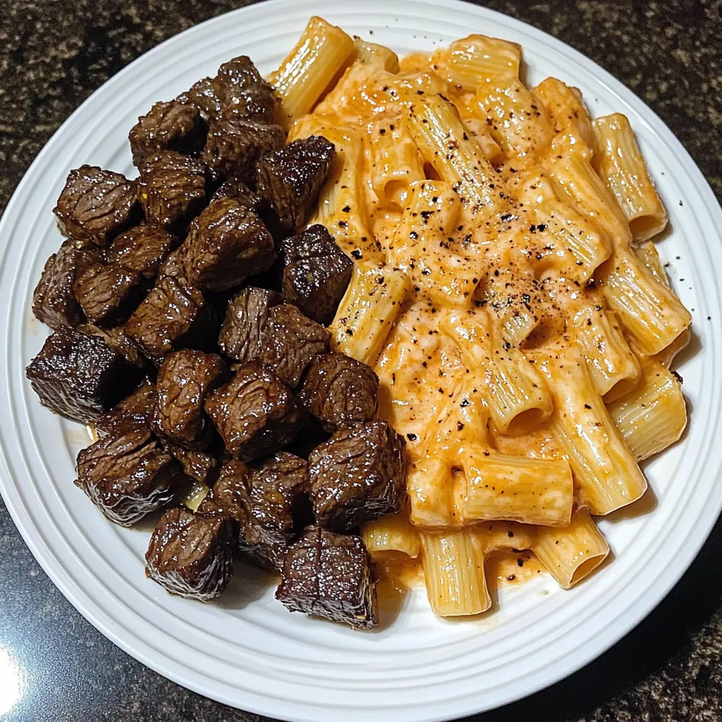 A plate of food with meat and pasta.