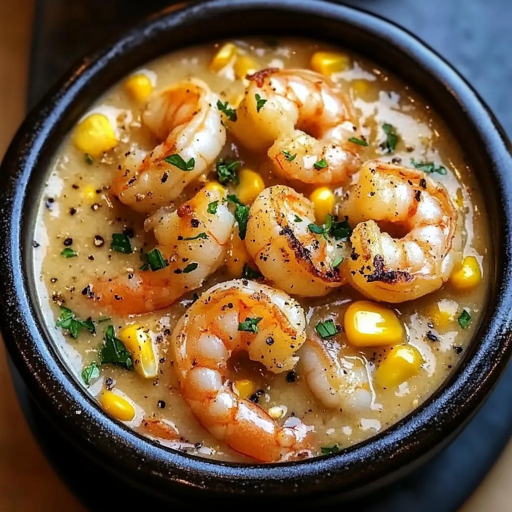 A bowl of shrimp and corn.