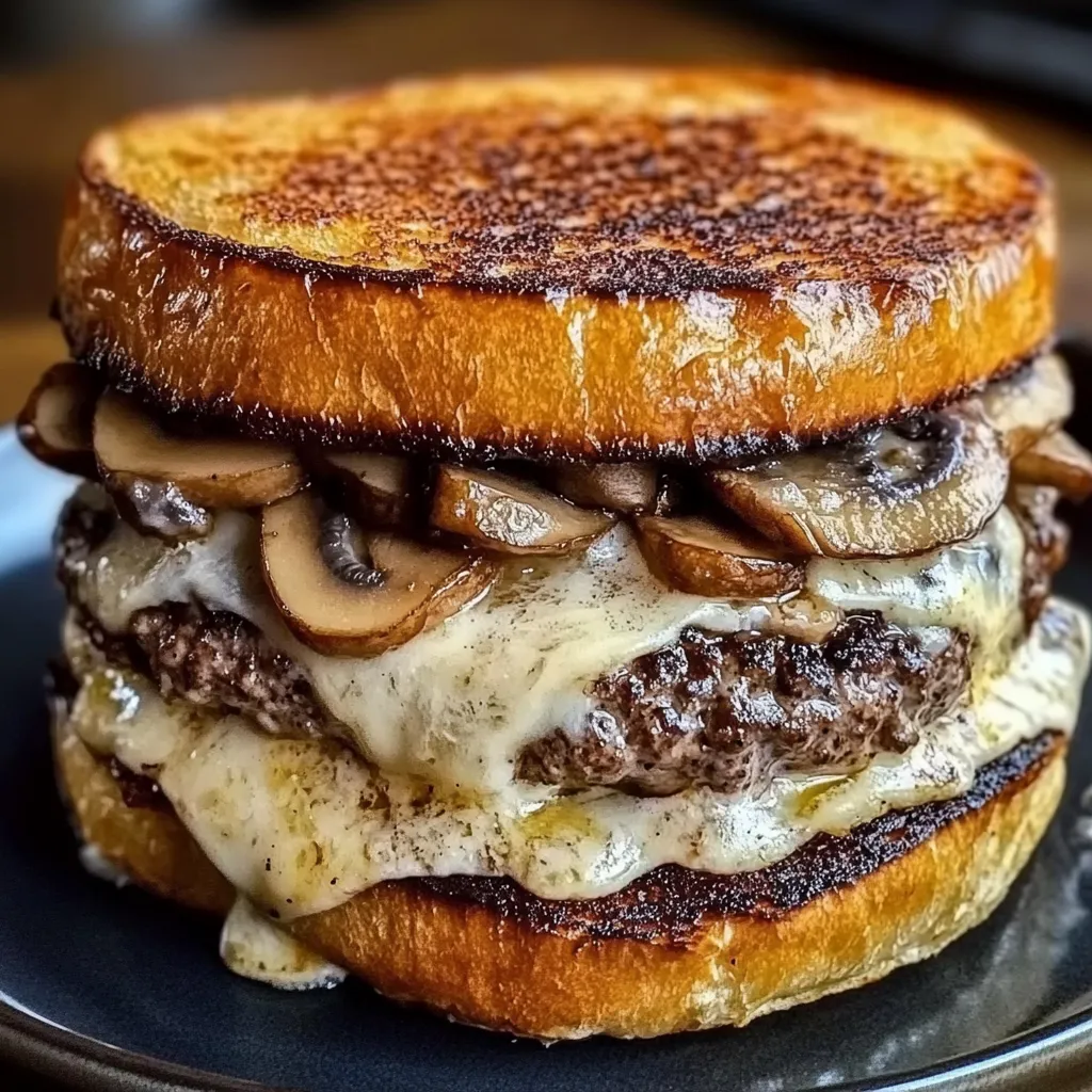 A sandwich with mushrooms and cheese.