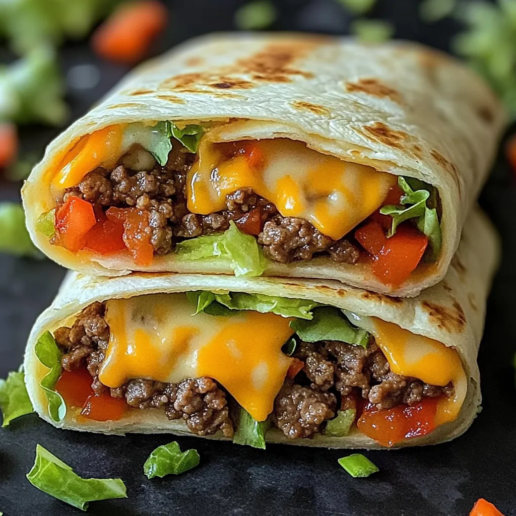 A burrito with cheese and vegetables.