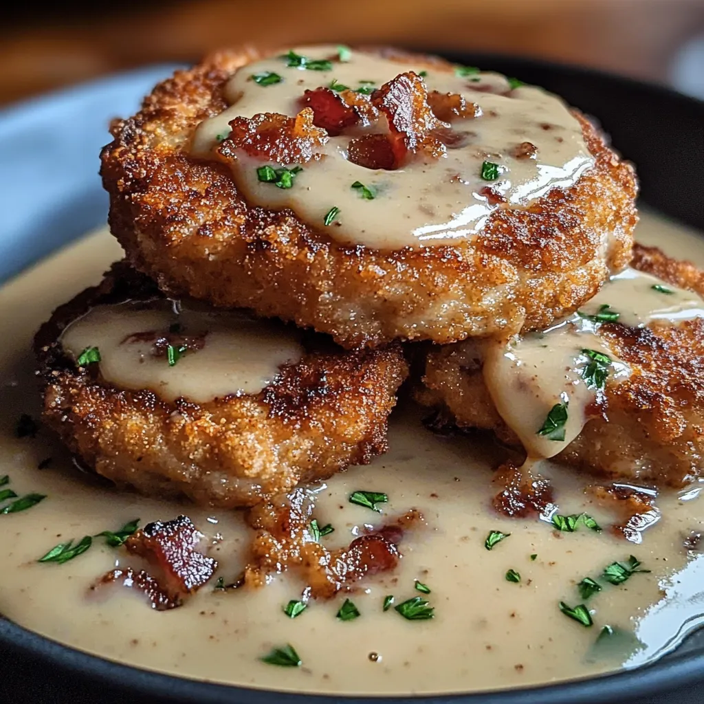 A plate of food with gravy.