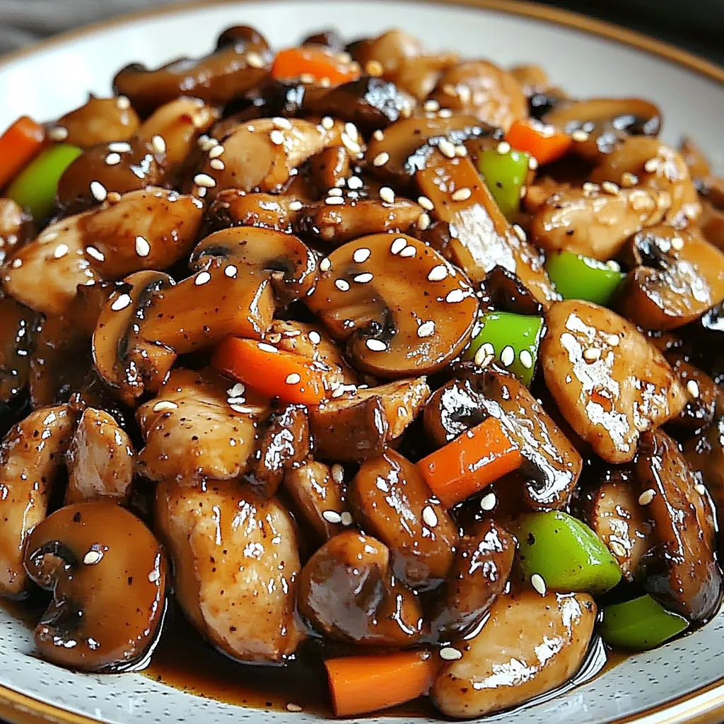 A plate of food with mushrooms and carrots.