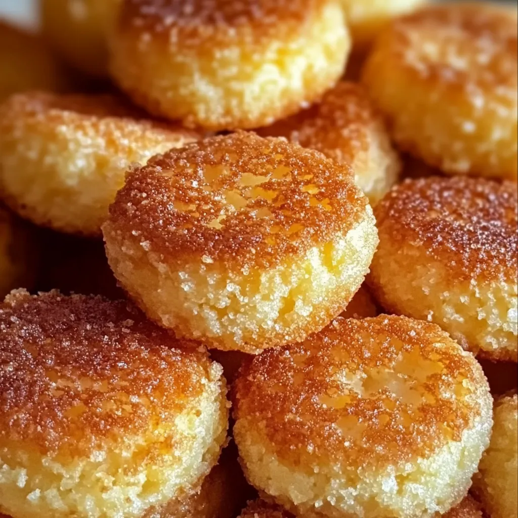 A pile of sugar coated donuts.