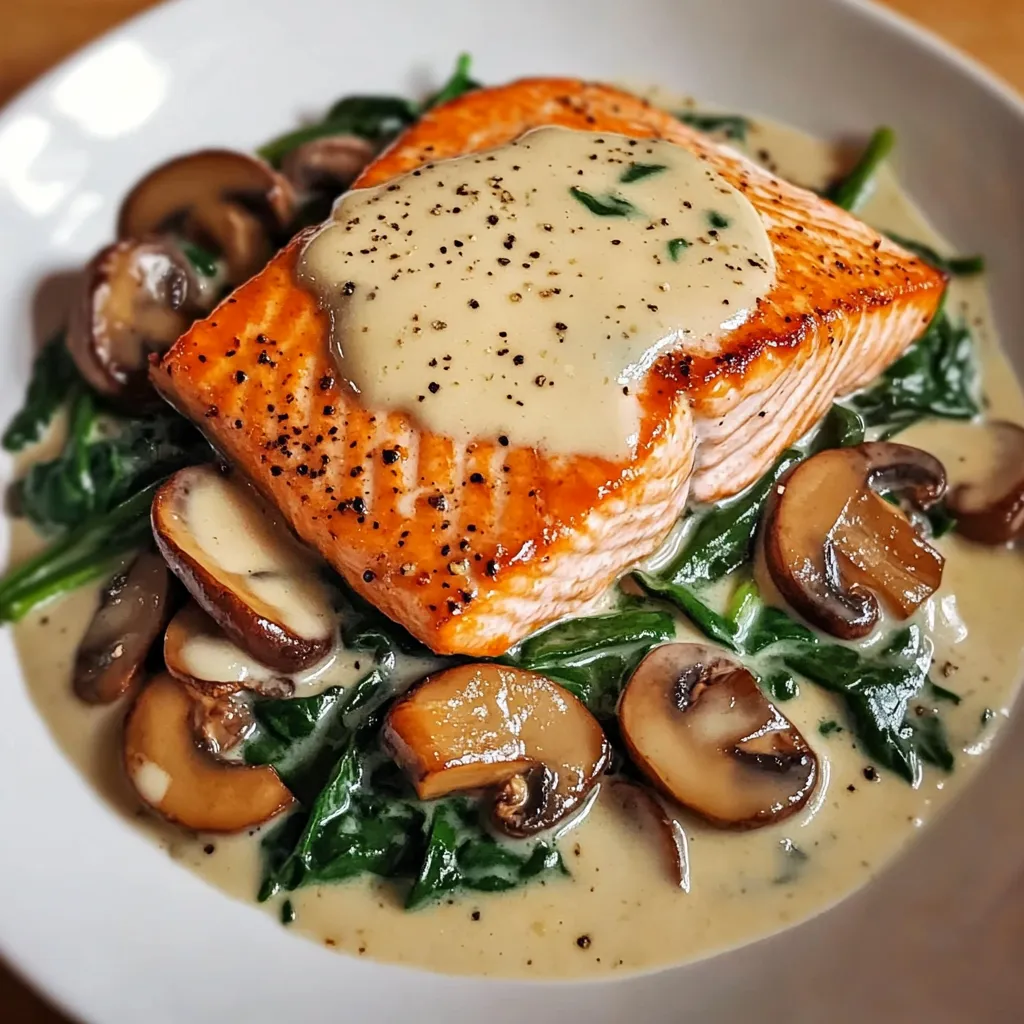 A plate of food with mushrooms and fish.