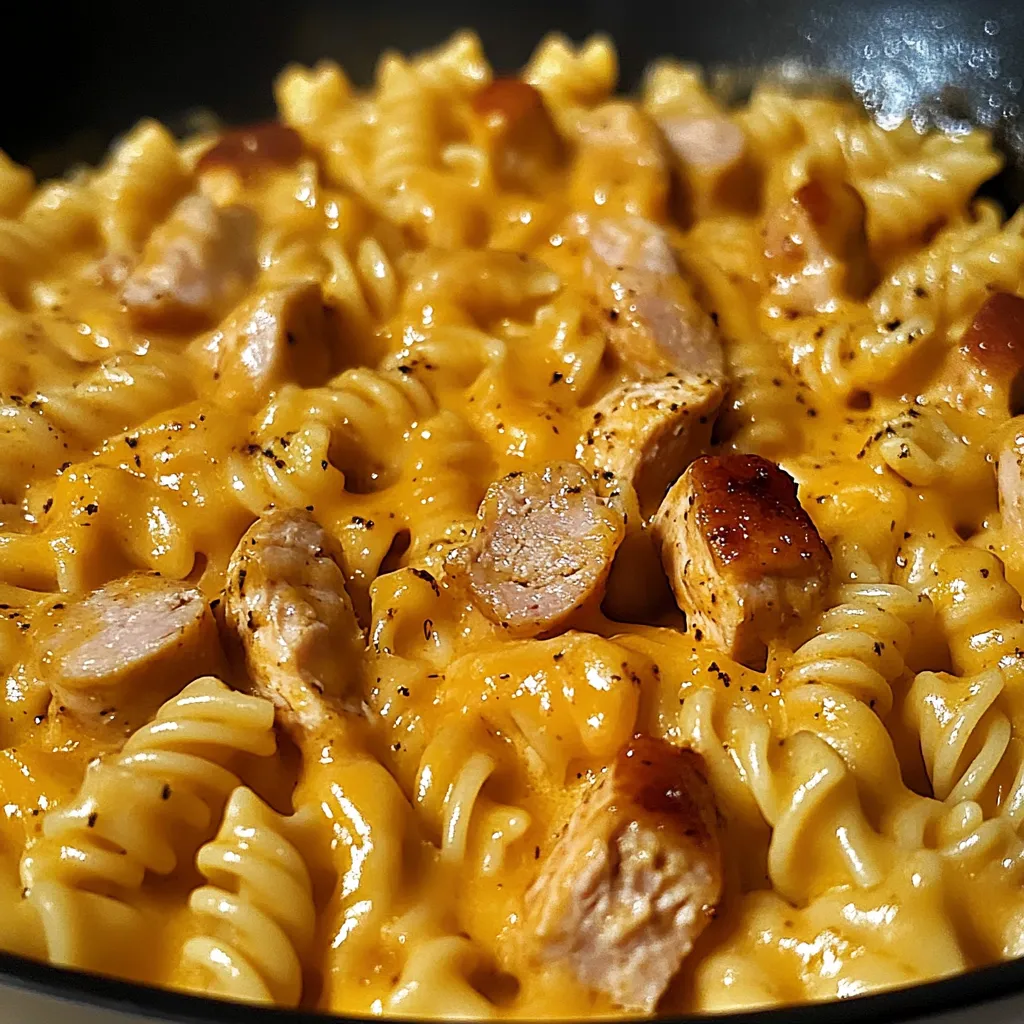A bowl of pasta with meat and cheese.
