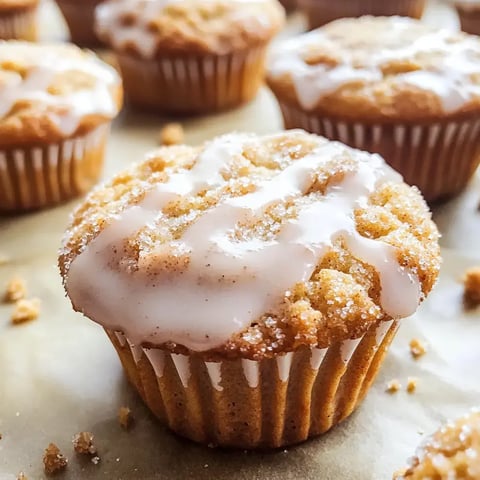 A close-up image of a freshly baked cupcake topped with a light glaze and sprinkled with sugar, surrounded by other similar cupcakes in the background.